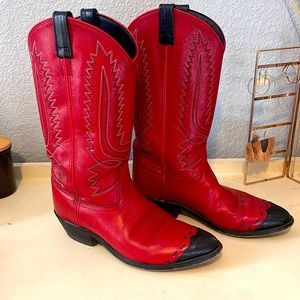 One of a kind red vintage cowboy boots
